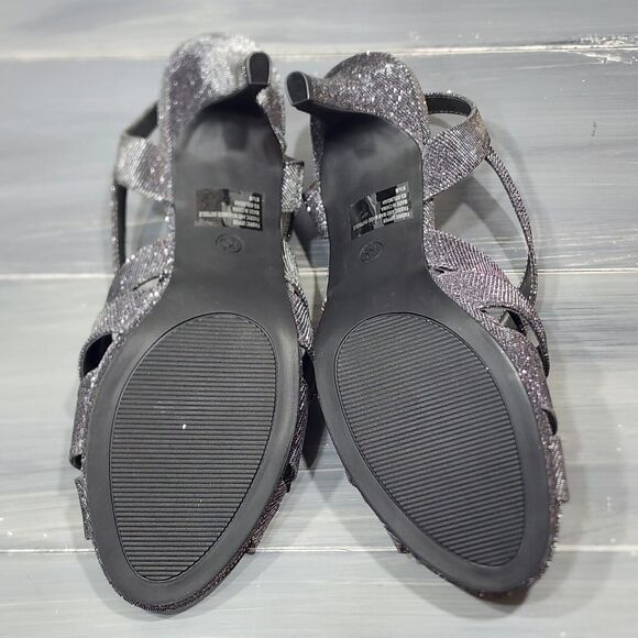 Karen Scott Belindah Sandals Size 7 M Metallic Pewter Open Toe Slingback Heels - Picture 10 of 13